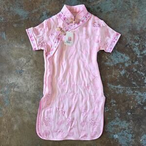 Girls Cheongsam Qipao Dress Pink Size 4 NWT Asian Inspired Silk Blend Floral